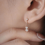 Load image into Gallery viewer, Dewdrop Loop Diamond Dangle Earrings in 18K Rose Gold