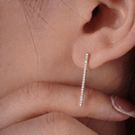 Load image into Gallery viewer, Sleek Diamond Bar Stud Earrings in 18K Yellow Gold