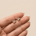 Load image into Gallery viewer, Petite Quatrefoil 18K Yellow Gold Diamond Stud Earrings
