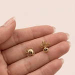 Load image into Gallery viewer, Petite Quatrefoil 18K Yellow Gold Diamond Stud Earrings