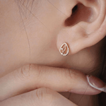 Load image into Gallery viewer, Sweeping Teardrop Halo 18K Yellow Gold Diamond Stud Earrings