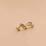 Load image into Gallery viewer, Radiant Sunburst Open Oval Diamond Stud Earrings in 18K Yellow Gold