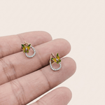 Load image into Gallery viewer, Enchanting Enamel Butterfly Open Hoop Diamond Stud Earrings in 18K Rose Gold