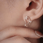 Load image into Gallery viewer, Abstract Floral Swirl Diamond Stud Earrings in 18K Rose Gold
