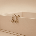 Load image into Gallery viewer, Radiant Teardrop Dangle Diamond Stud Earrings in 18K Yellow Gold