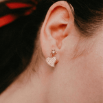 Load image into Gallery viewer, Whimsical Star & Pavé Heart Diamond Stud Earrings in 18K Rose Gold