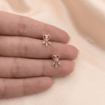 Load image into Gallery viewer, Whimsical Butterfly & Heart Diamond Stud Earrings in 18K Rose Gold
