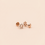 Load image into Gallery viewer, Minimalist Open Star Diamond Stud Earrings in 18K Rose Gold