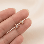 Load image into Gallery viewer, Petite Trefoil Floral Diamond Stud Earrings in 18K Rose Gold