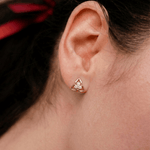 Load image into Gallery viewer, Petite Trefoil Floral Diamond Stud Earrings in 18K Rose Gold