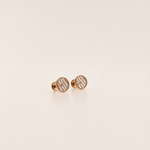 Load image into Gallery viewer, Modern Geometric Striped Disc Diamond Stud Earrings in 18K Rose Gold