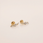 Load image into Gallery viewer, Delicate Sweeping Wave Diamond Stud Earrings in 18K Yellow Gold