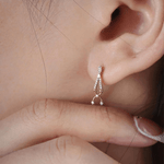 Load image into Gallery viewer, Delicate Articulated Geometric Diamond Dangle Earrings in 18K Rose Gold