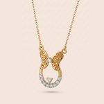 Load image into Gallery viewer, Filigree Butterfly & Diamond Crescent Necklace in 18K Rose Gold