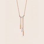 Load image into Gallery viewer, Modern Crescent & Linear Drop Fringe Diamond Necklace in 18K Rose Gold