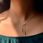 Load image into Gallery viewer, Modern Crescent & Linear Drop Fringe Diamond Necklace in 18K Rose Gold