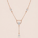 Load image into Gallery viewer, Romantic Nested Heart Diamond Lariat Necklace in 18K Rose Gold