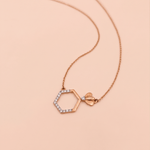 Load image into Gallery viewer, Charming Honeycomb & Bee Diamond Necklace in 18K Rose Gold