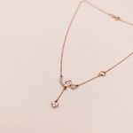 Load image into Gallery viewer, Romantic Abstract Heart Diamond Lariat Necklace in 18K Rose Gold