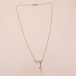 Load image into Gallery viewer, Modern Asymmetrical Double Bar & Heart Fringe Diamond Necklace in 18K Yellow Gold