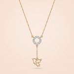 Load image into Gallery viewer, Delicate Diamond Circle & Dove Lariat Necklace in 18K Rose Gold