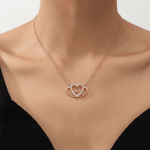 Load image into Gallery viewer, Radiant Nested Double Heart Diamond Necklace in 18K Rose Gold