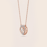 Load image into Gallery viewer, Radiant Nested Double Heart Diamond Necklace in 18K Rose Gold