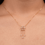 Load image into Gallery viewer, Modern Geometric Diamond Fringe Necklace in 18K Rose Gold