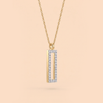 Load image into Gallery viewer, Modern Open Rectangular Diamond Necklace in 18K Rose Gold