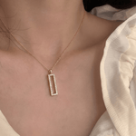 Load image into Gallery viewer, Modern Open Rectangular Diamond Necklace in 18K Rose Gold