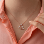 Load image into Gallery viewer, Modern Abstract Triangular Diamond Necklace in 18K Rose Gold
