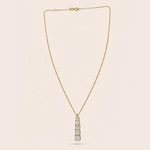 Load image into Gallery viewer, Elegant Five-Stone Vertical Drop Diamond Necklace in 18K Yellow Gold