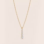 Load image into Gallery viewer, Elegant Five-Stone Vertical Drop Diamond Necklace in 18K Yellow Gold
