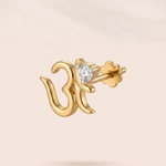 Load image into Gallery viewer, Sacred Om Diamond Solitaire Nose Pin in 18K Yellow Gold