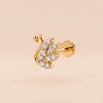 Load image into Gallery viewer, Graceful Diamond Swan Nose Pin in 18K Yellow Gold