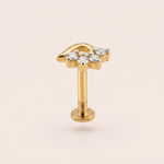 Load image into Gallery viewer, Elegant Swirl Diamond Cluster Nose Pin in 18K Yellow Gold