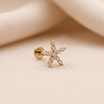 Load image into Gallery viewer, Radiant Diamond Starfish Nose Pin in 18K Yellow Gold