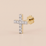 Load image into Gallery viewer, Timeless Diamond Cross Nose Pin in 18K Yellow Gold