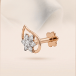 Load image into Gallery viewer, Delicate Diamond Floral Teardrop Nose Pin in 18K Rose Gold