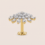 Load image into Gallery viewer, Exquisite Multi-Layered Diamond Floral Nose Pin in 18K Yellow Gold