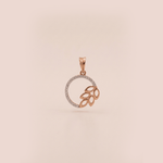 Load image into Gallery viewer, Botanical Circle of Light 18K Rose Gold Diamond Leaf Pendant