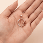 Load image into Gallery viewer, Botanical Circle of Light 18K Rose Gold Diamond Leaf Pendant