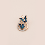 Load image into Gallery viewer, Butterfly Whisper 18K Rose Gold Diamond & Blue Enamel Pendant