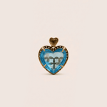Load image into Gallery viewer, Cyan Heart Filigree Pendant in 18K Yellow Gold