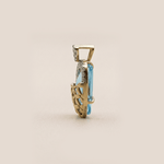 Load image into Gallery viewer, Cyan Heart Filigree Pendant in 18K Yellow Gold