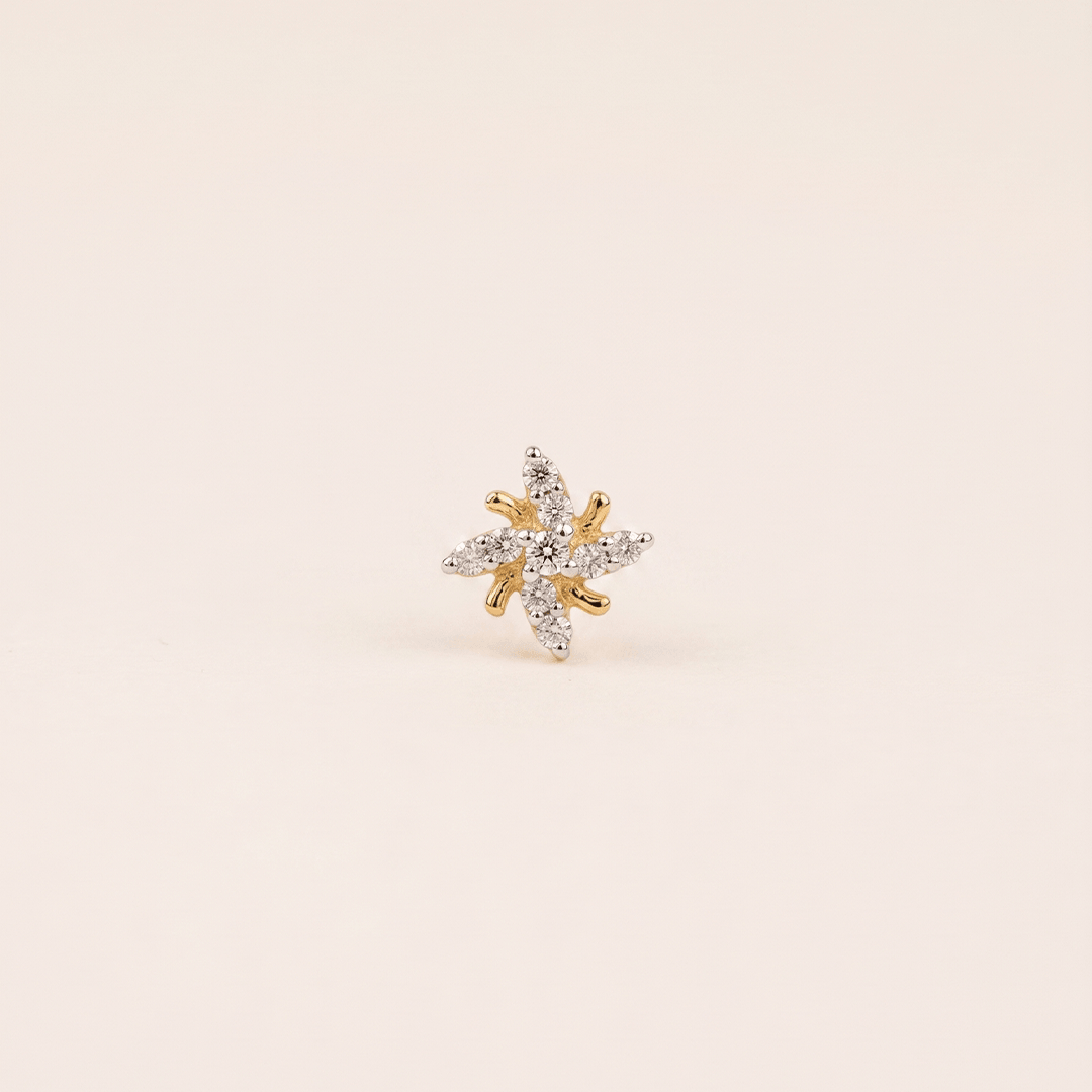 Dynamic Diamond Pinwheel Nose Pin in 18K Yellow Gold