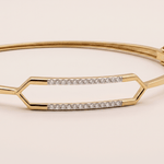 Load image into Gallery viewer, Sleek Geometric Parallel Diamond Bar Bangle in 18K Yellow Gold
