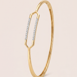 Load image into Gallery viewer, Modern Diamond Elongated Hexagon Openable Bangle in 18K Yellow Gold
