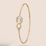 Load image into Gallery viewer, Modern Geometric Diamond Hexagon and Loop Bangle in 18K Yellow Gold
