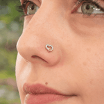 Load image into Gallery viewer, Chic Half-Pavé Diamond Heart Nose Pin in 18K Yellow Gold
